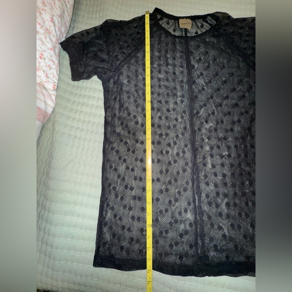 Sebastian Sheer Black Polka Dot Top. Men’s But Unisex Imo Size Medium Euc — image 7 of 8